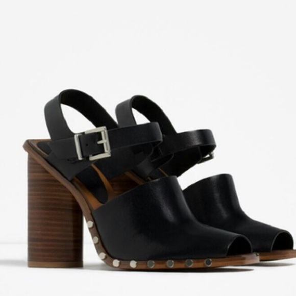 Zara Shoes - NWOT Zara black high heels w studs size 7.5/38